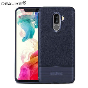 REALIKE® Xiaomi Poco F1 Back Cover, Ultimate Protection from Drops, Durable, Anti Scratch, Perfect Fit Litchi Pattern Back Cover for Xiaomi Poco F1 2018 {Litchi Blue}