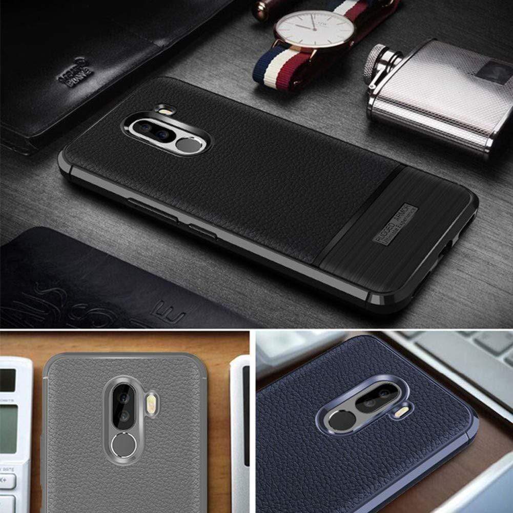 REALIKE® Xiaomi Poco F1 Back Cover, Ultimate Protection from Drops, Durable, Anti Scratch, Perfect Fit Litchi Pattern Back Cover for Xiaomi Poco F1 2018 {Litchi Blue}