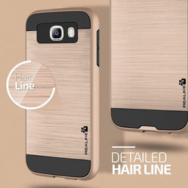 Samsung J7 Prime Cover, REALIKE™; Premium {Imported} Shock Proof Protective Dual Layer Case for Samsung J7 Prime (Simply Fit Series) - (Gold)