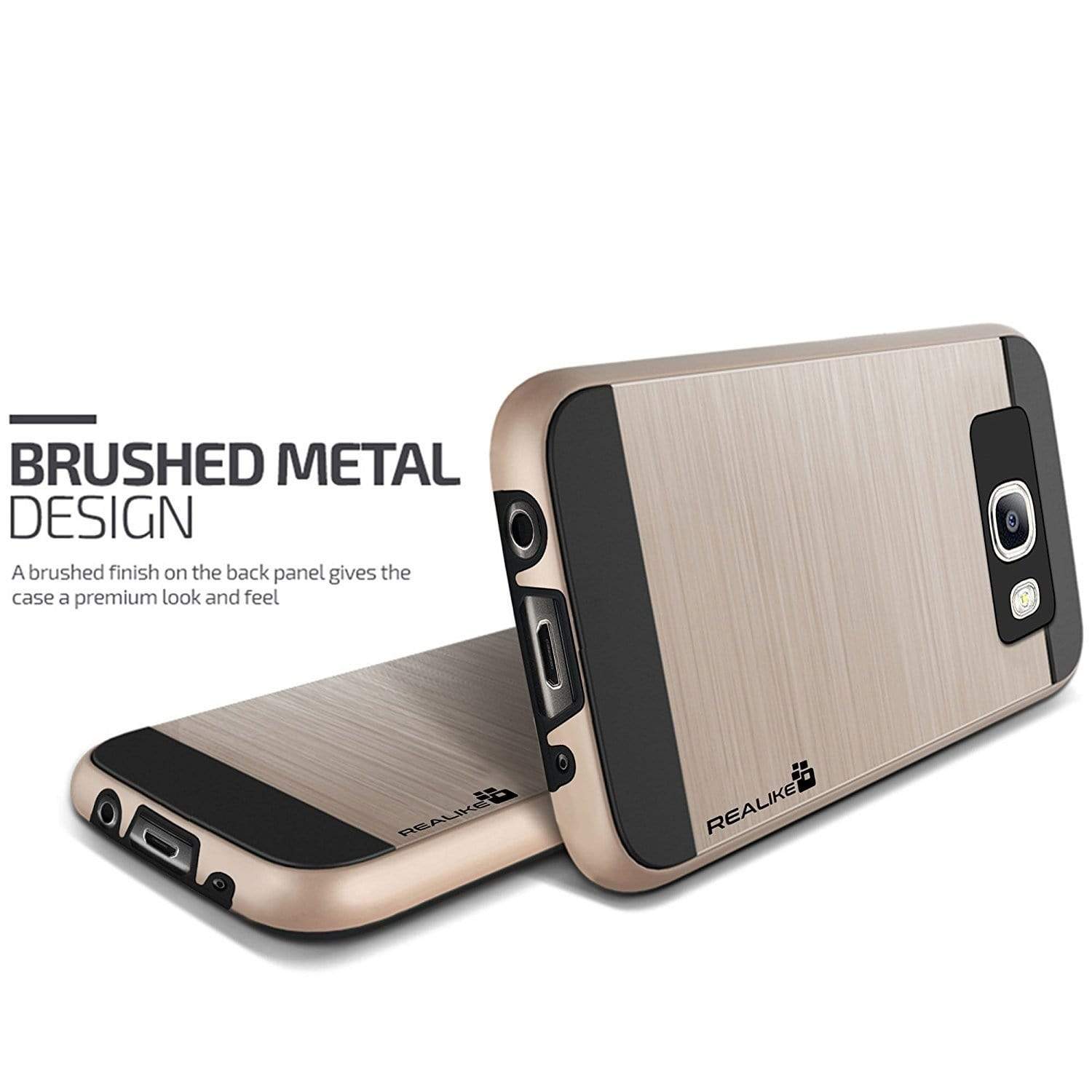 Samsung J7 Prime Cover, REALIKE™; Premium {Imported} Shock Proof Protective Dual Layer Case for Samsung J7 Prime (Simply Fit Series) - (Gold)