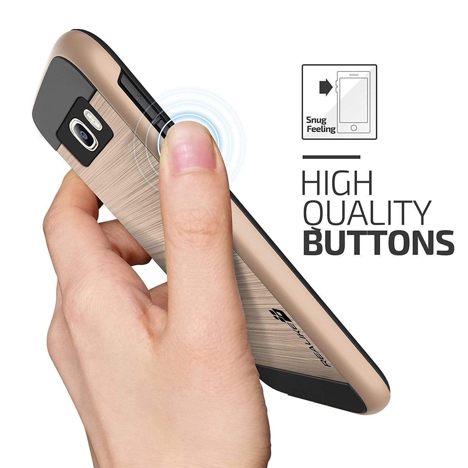 Samsung J7 Prime Cover, REALIKE™; Premium {Imported} Shock Proof Protective Dual Layer Case for Samsung J7 Prime (Simply Fit Series) - (Gold)