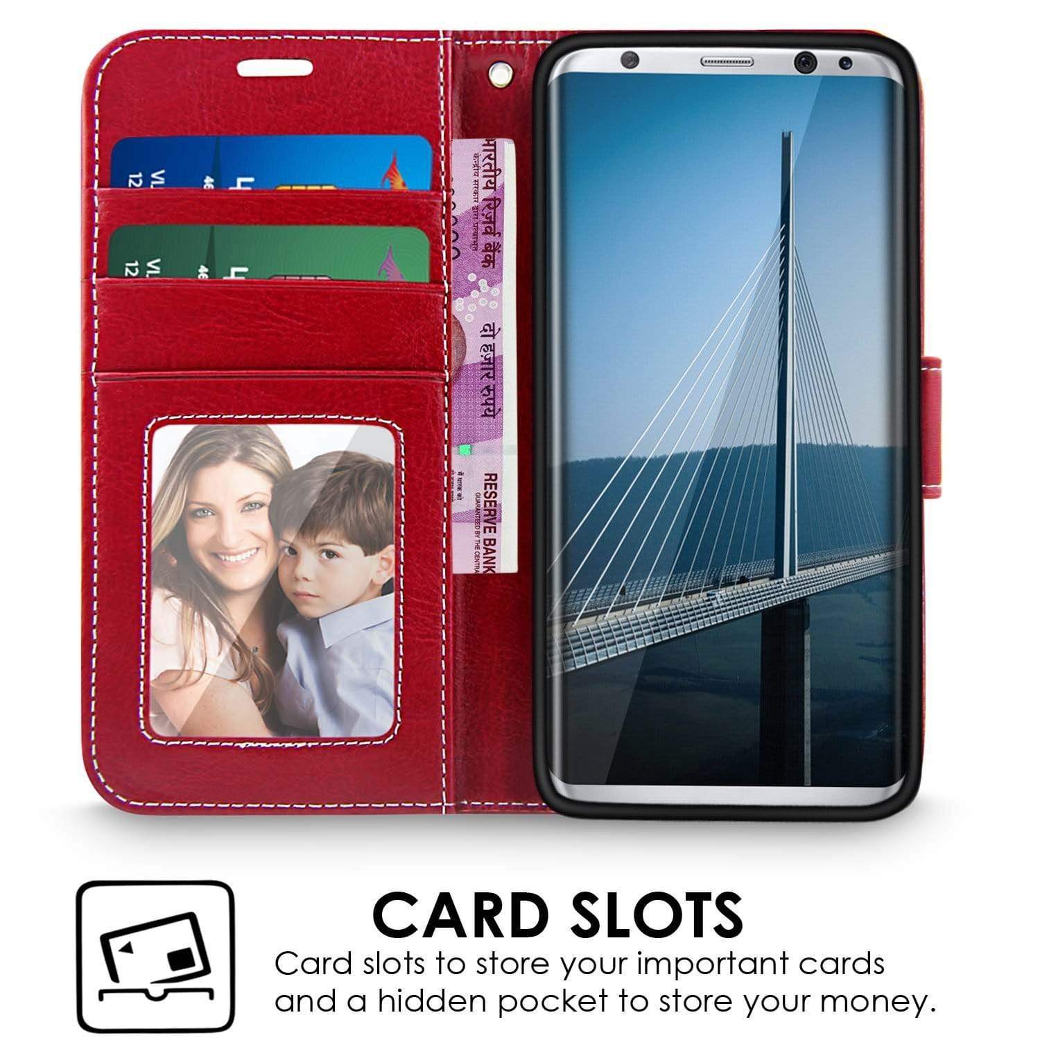 Samsung S8 2017 Cover Case, REALIKE&trade; Branded Imported Flip Leather Cover, Ultimate Protection from Drops in Slim profile, Durable, Anti Scratch, Perfect Fit, Air Cushion Anti Shock Technology, Flexible Premium PU Faux Leather Flip Cover for Samsung