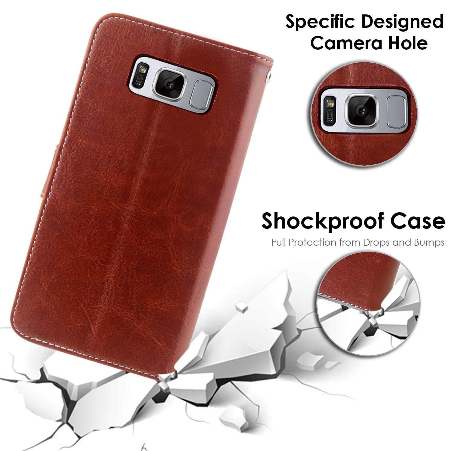 Samsung S8 Plus 2017 Cover Case, REALIKE&trade; Branded Imported Flip Leather Cover, Ultimate Protection from Drops in Slim profile, Durable, Anti Scratch, Perfect Fit, Air Cushion Anti Shock Technology, Flexible Premium PU Faux Leather Flip Cover for