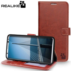 Samsung S8 Plus 2017 Cover Case, REALIKE&trade; Branded Imported Flip Leather Cover, Ultimate Protection from Drops in Slim profile, Durable, Anti Scratch, Perfect Fit, Air Cushion Anti Shock Technology, Flexible Premium PU Faux Leather Flip Cover for