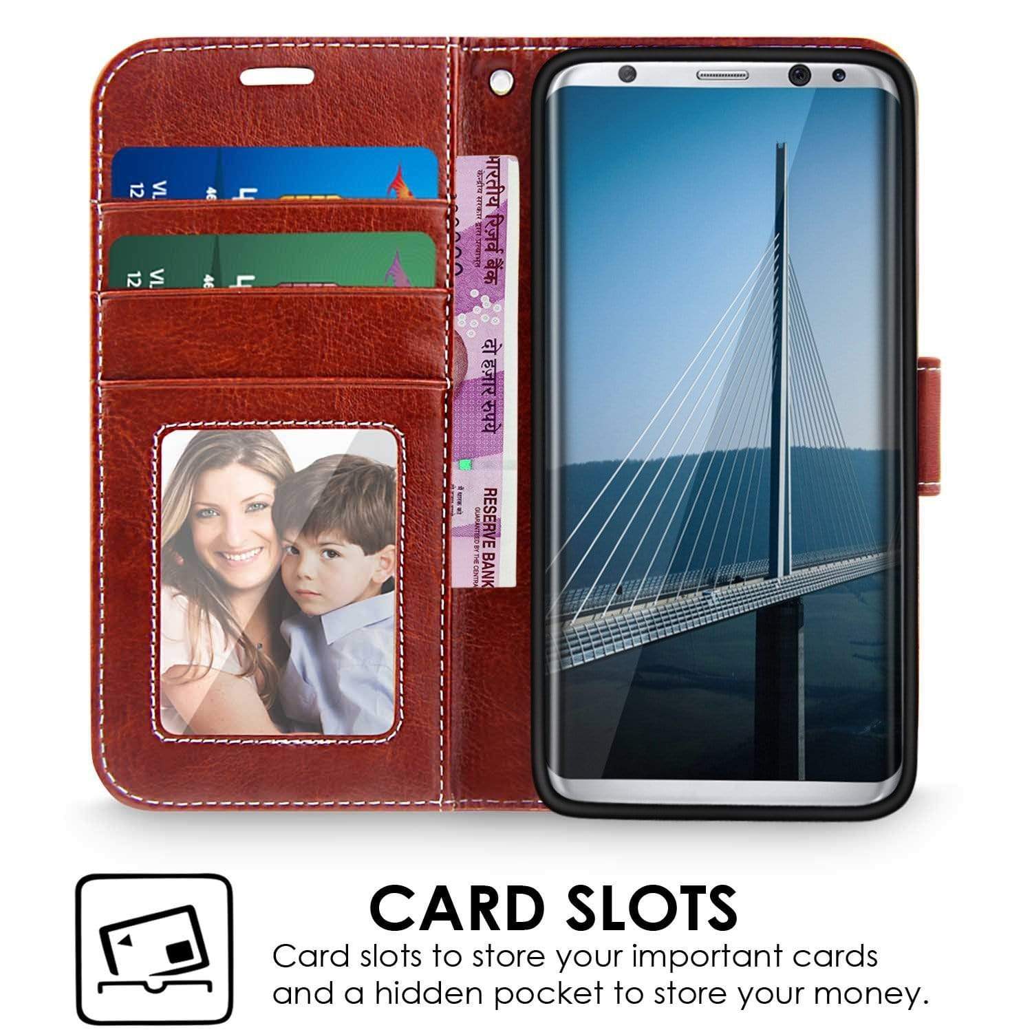 Samsung S8 Plus 2017 Cover Case, REALIKE&trade; Branded Imported Flip Leather Cover, Ultimate Protection from Drops in Slim profile, Durable, Anti Scratch, Perfect Fit, Air Cushion Anti Shock Technology, Flexible Premium PU Faux Leather Flip Cover for