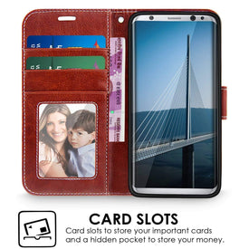 Samsung S8 Plus 2017 Cover Case, REALIKE™ Branded Imported Flip Leather Cover, Ultimate Protection from Drops in Slim profile, Durable, Anti Scratch, Perfect Fit, Air Cushion Anti Shock Technology, Flexible Premium PU Faux Leather Flip Cover for